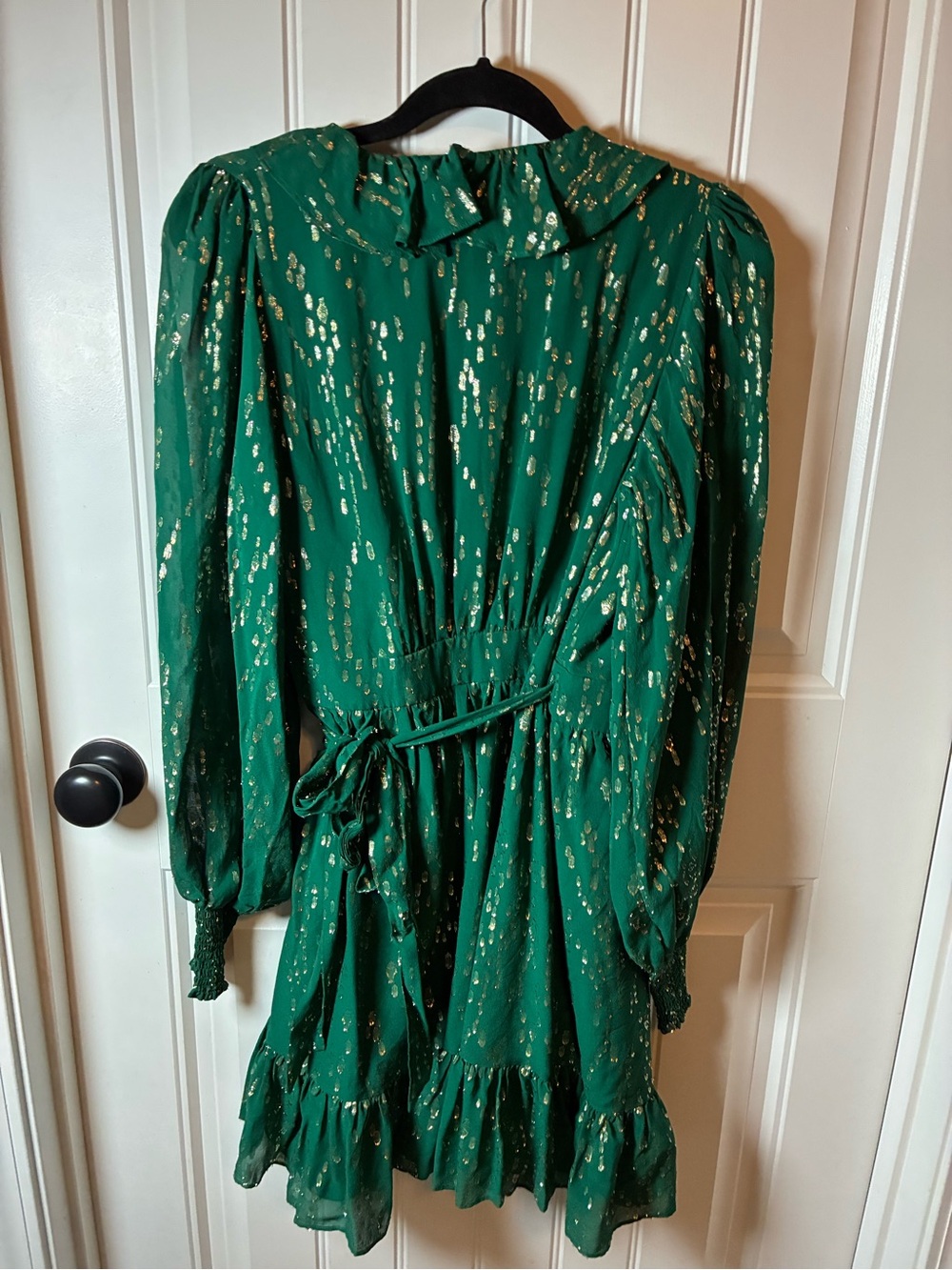 Lilly Pulitzer Green Wrap Mini Dress with Gold Speckle
